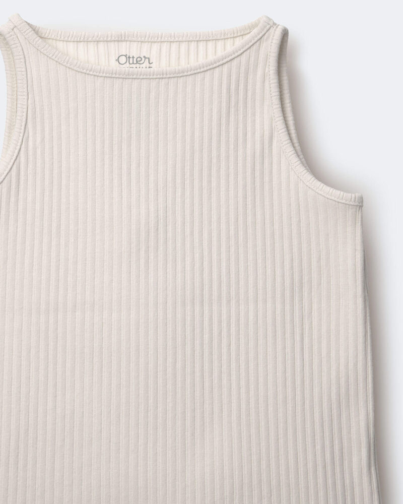Toddler Girl Ribbed Playtime Tank - Cream, image 6 of 6 slides