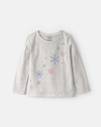 Toute-petit fille - T-shirt manches longues &agrave; motif flocon de neige &ndash; Gris, 