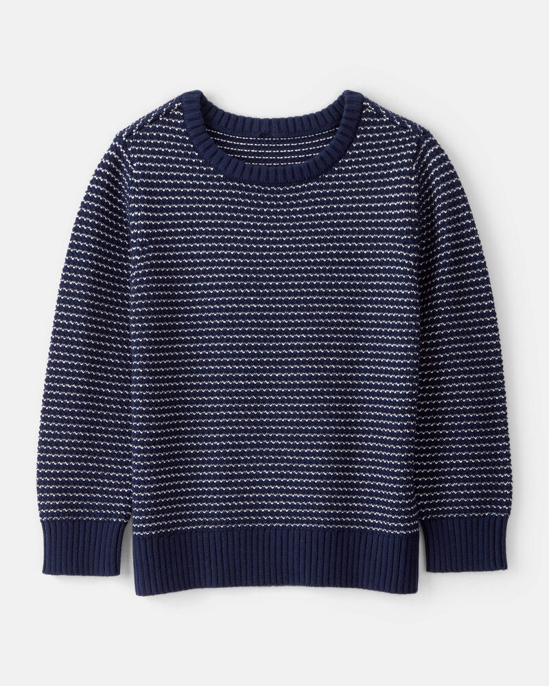 Boys Striped Cotton Long-Sleeve Sweater - Blue, image 1 of 3 slides