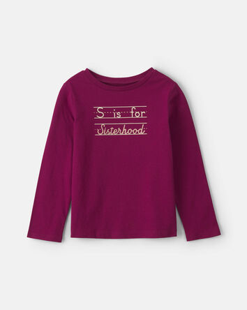 Girls Sisterhood Long-Sleeve Graphic Tee - Red, 