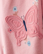 Toddler Girl Butterfly & Floral Print Loose Fit Long-Sleeve 2-Way Zip 1-Piece Pyjamas - Pink, image 2 of 4 slides