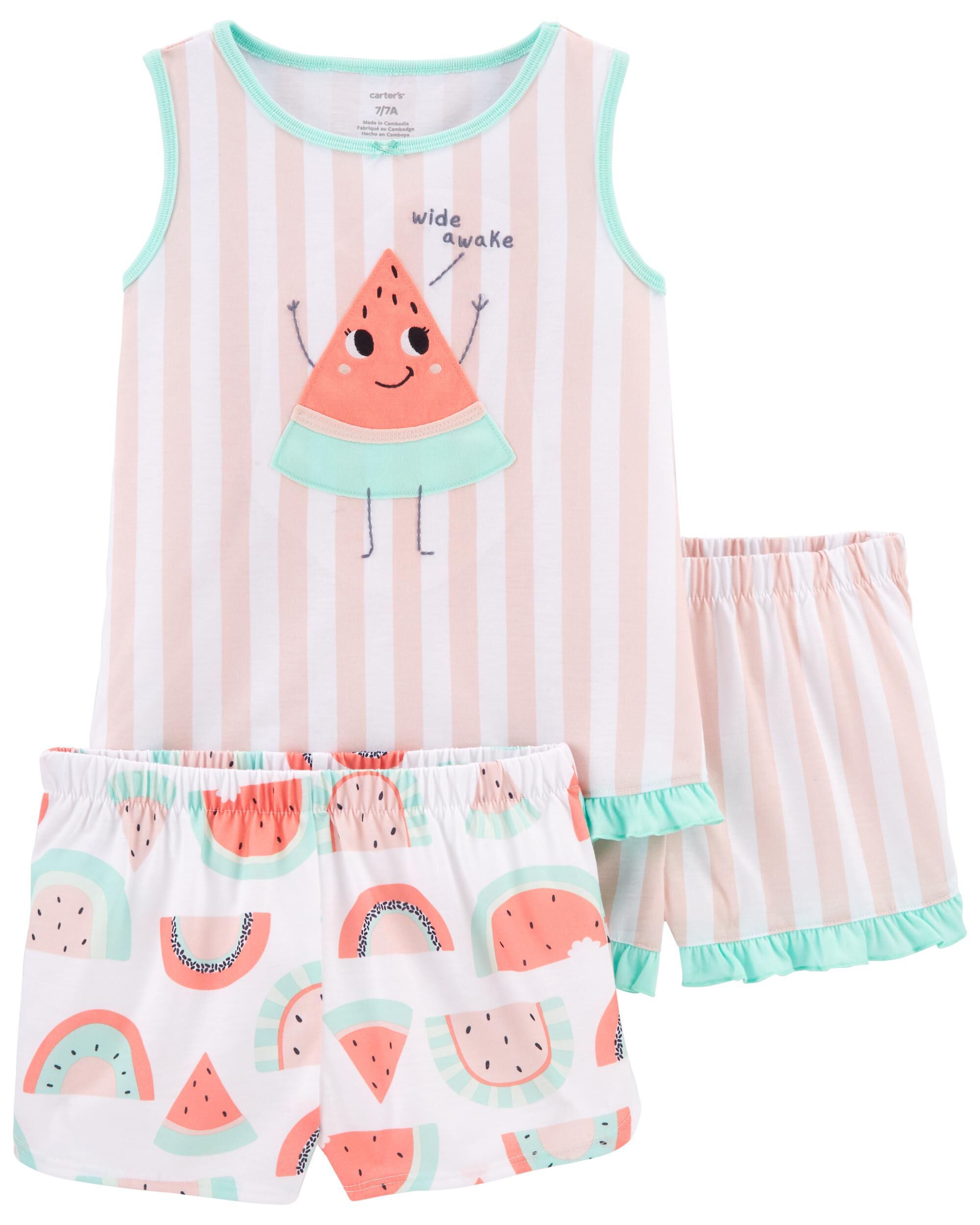 Pink White 3 Piece Watermelon Loose Fit PJs Carter s Canada