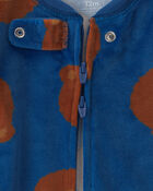 Baby Boy 1-Piece Bear 2-Way Zip DreamPlush Snug Fit Footed Pyjama - Navy Blue, image 3 of 6 slides