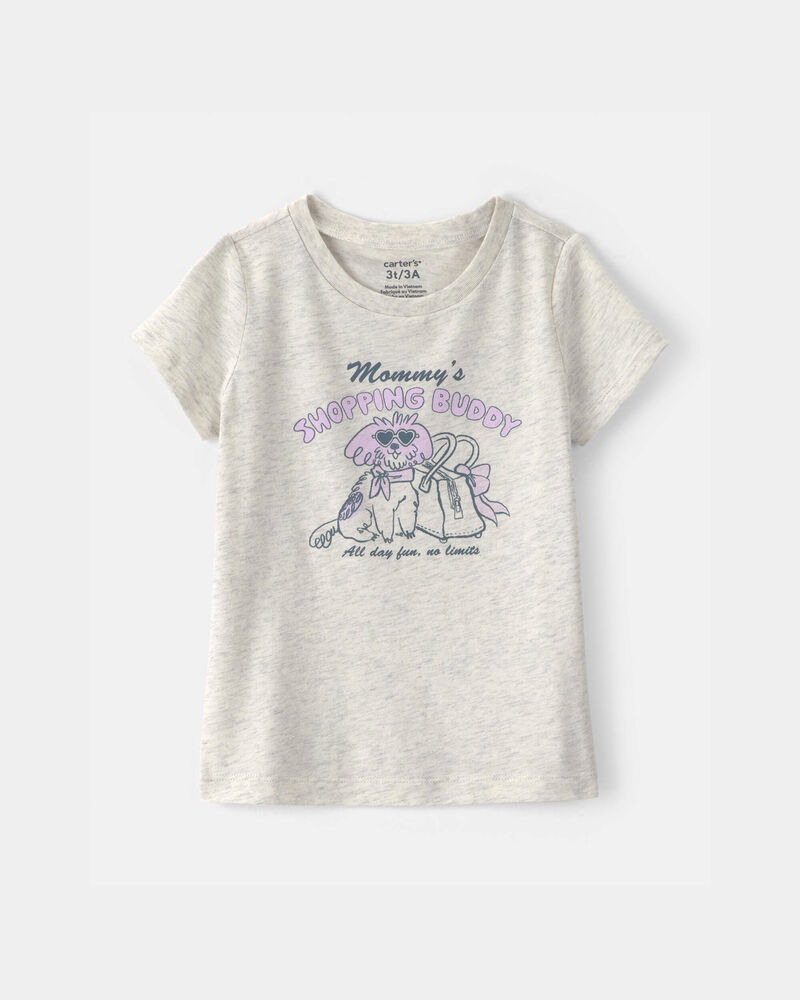 Toddler Girl 'Mommy's Shopping Buddy' Graphic Tee - Grey, image 1 of 3 slides