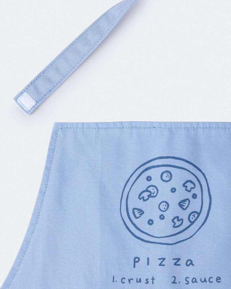 Toddler Pizza Apron with Otter Pockets - Blue, image 6 of 6 slides
