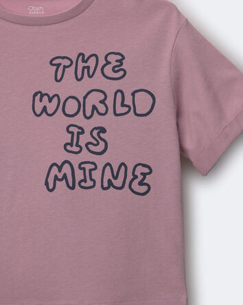 Tout-petit - T-shirt &agrave; manches roul&eacute;es &laquo;The World Is Mine&raquo; - Mauve, 