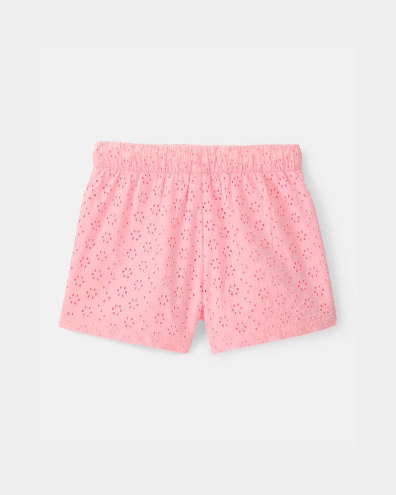 Girls Eyelet Shorts - Pink, image 2 of 4 slides