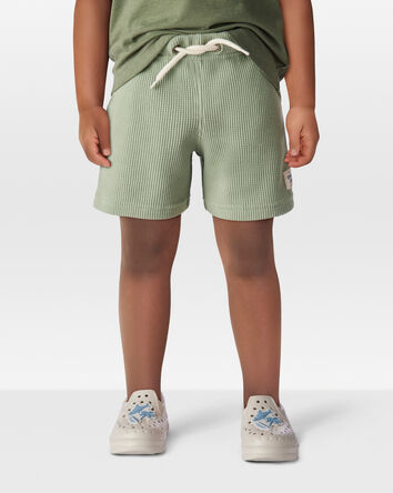 Enfant en bas âge Short en tricot gaufré à cordon de serrage - Vert, 