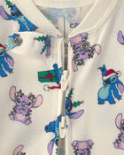 B&eacute;b&eacute; - Pyjama ajust&eacute; 1-pi&egrave;ce en 100&nbsp;% coton &agrave; fermeture &agrave; glissi&egrave;re double sens et pieds &agrave; motif Stitch de No&euml;l &ndash; Ivoire, image 3 sur 4 diapositives