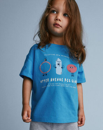 Toddler 'Recreation Club' Rolled Cuff Tee - Turquoise, 