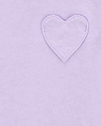Toddler Heart Solid Short-Sleeve Fashion Top - Purple, 