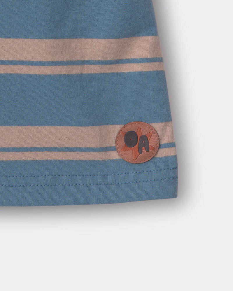 Tout-petit - T-shirt d&eacute;contract&eacute; &agrave; rayures - Bleu ardoise/Brun, image 5 sur 5 diapositives