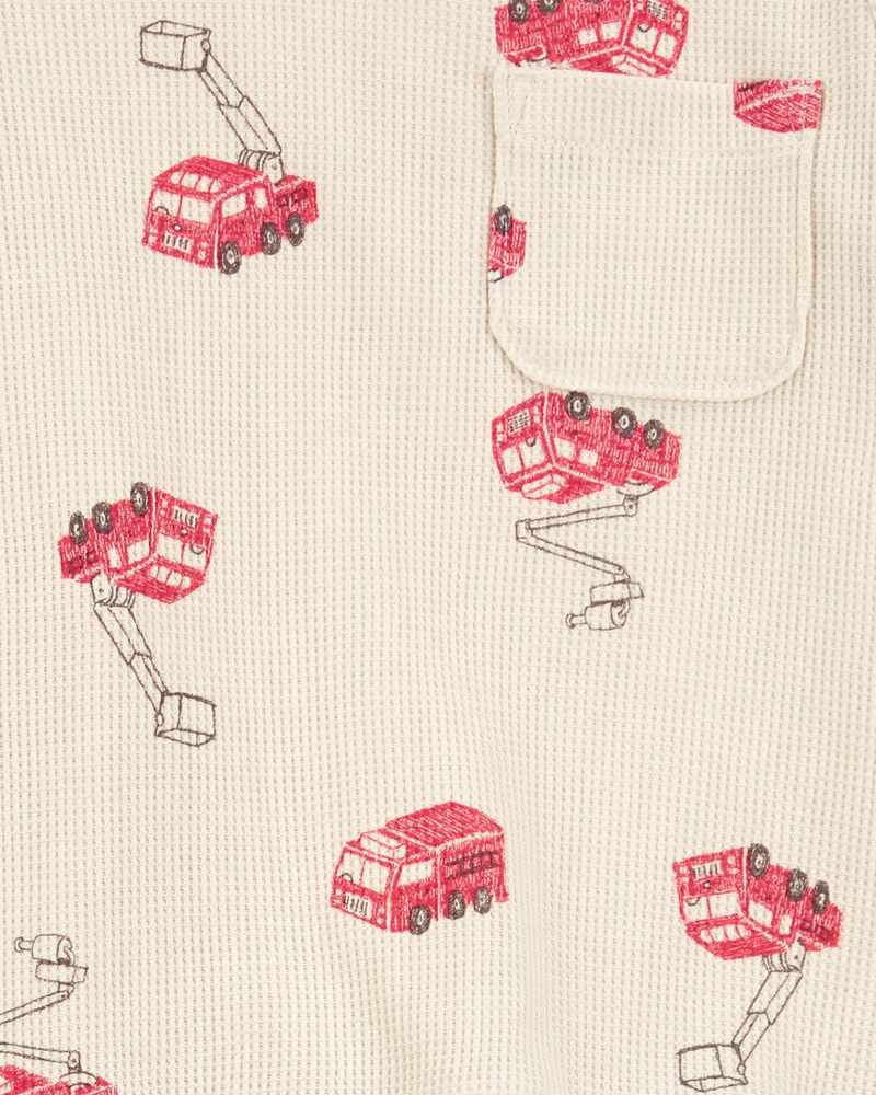 Baby 2-Piece Fire Truck Outfit Set - Ivory, image 2 of 3 slides