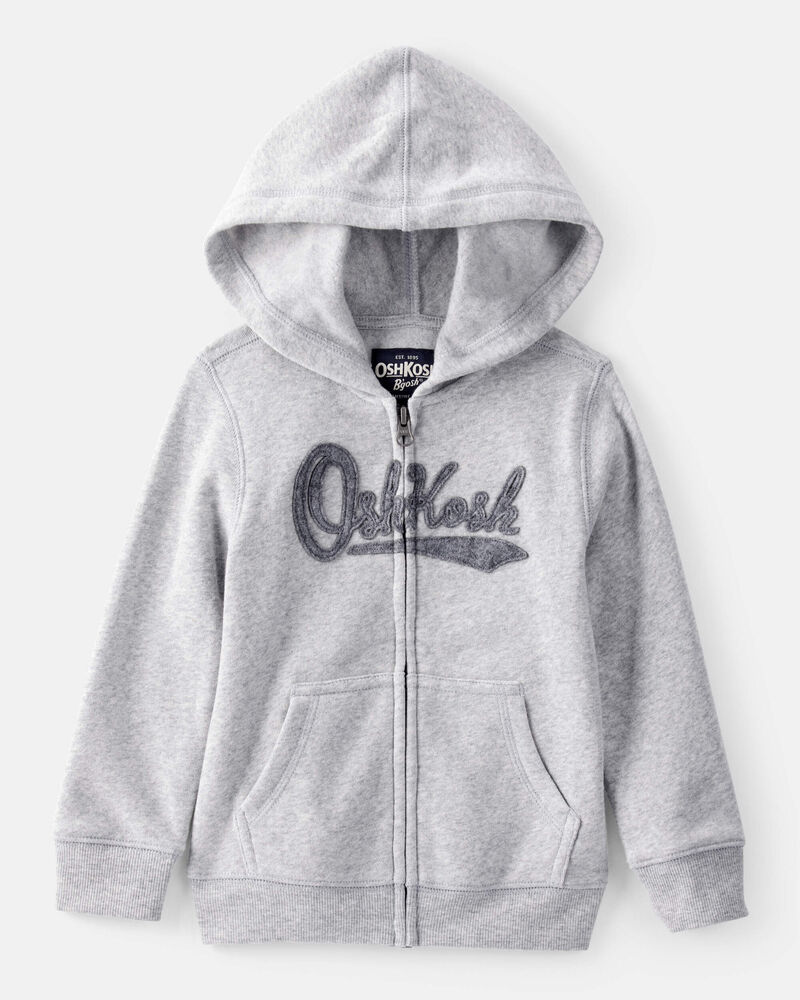 Toddler Boy OshKosh Fleece Logo Zip Hoodie - Gray, image 1 of 4 slides
