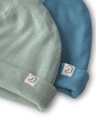 Baby 2-Pack Organic Cotton Rib Caps, image 2 of 3 slides