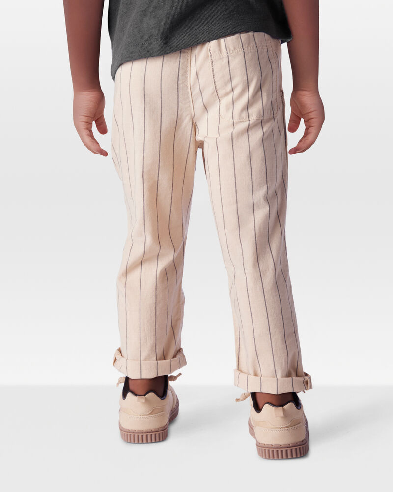 Toddler Striped Pull-On Cotton Pants - Brown, image 3 of 6 slides