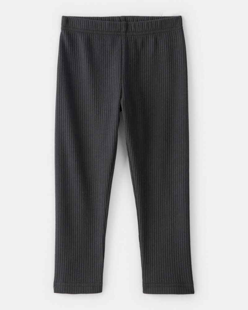Toddler Girl Pull-On Stretch Rib Leggings - Black, image 1 of 4 slides