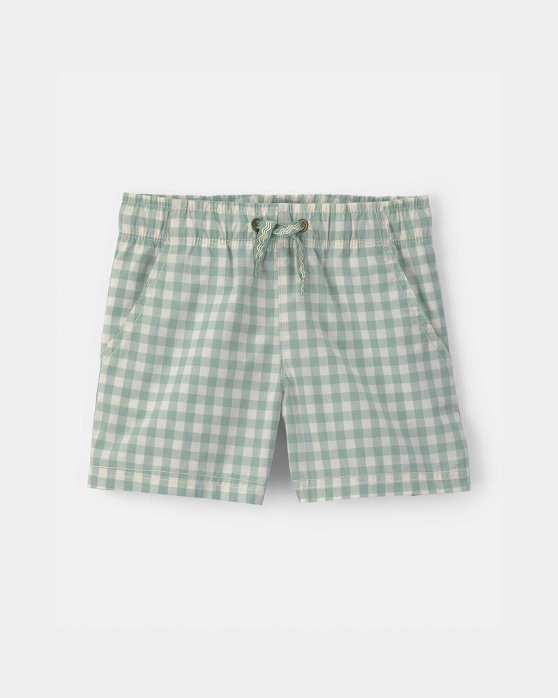 Toddler Boy Gingham Poplin Shorts - Green, image 1 of 4 slides
