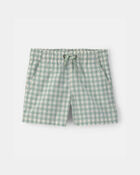 Toddler Boy Gingham Poplin Shorts - Green, image 1 of 4 slides