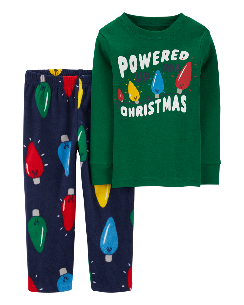 Toddler 2 Piece Christmas Lights Cotton Fuzzy Pyjamas