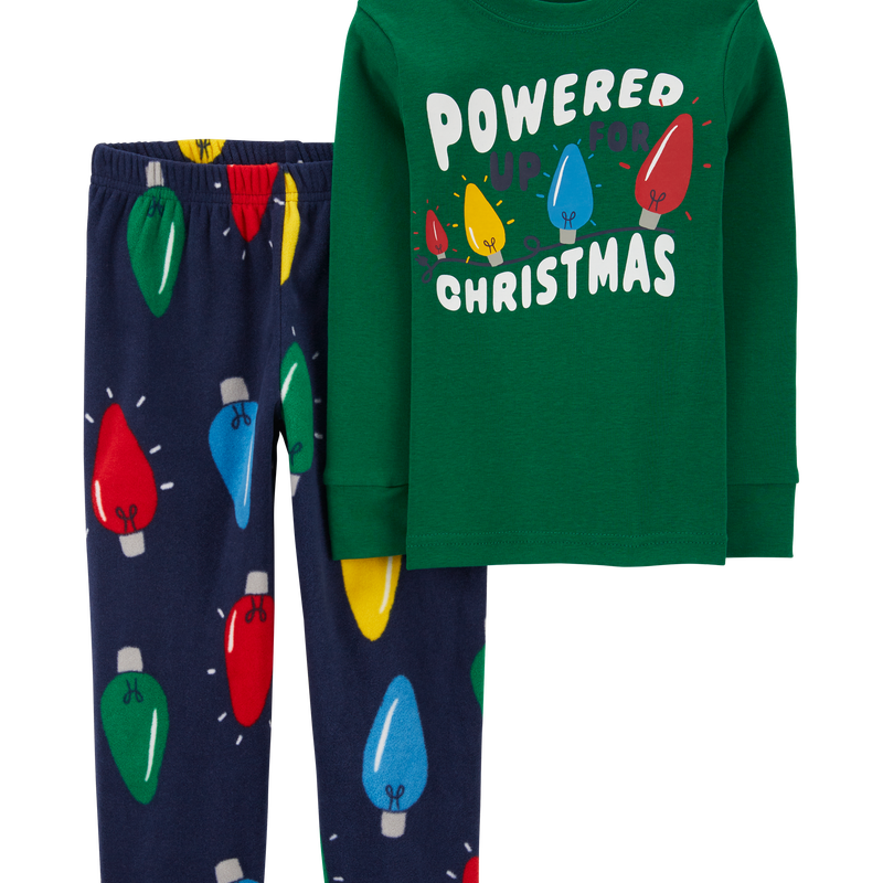 Toddler Boys Toddler 2 Piece Christmas Lights Cotton Fuzzy Pyjamas 2T Carter s