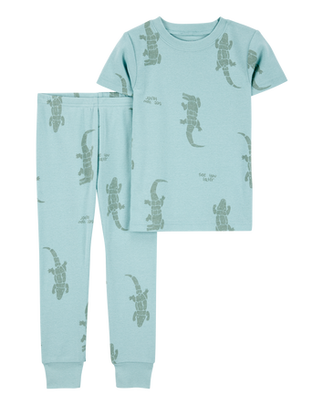 Enfant en bas âge Pyjama 2 pièces en coton ajusté imprimé d’alligator, 