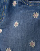 Tout-petit fille - Short en denim brod&eacute;, marguerites - D&eacute;lav&eacute; fonc&eacute;, image 3 sur 3 diapositives