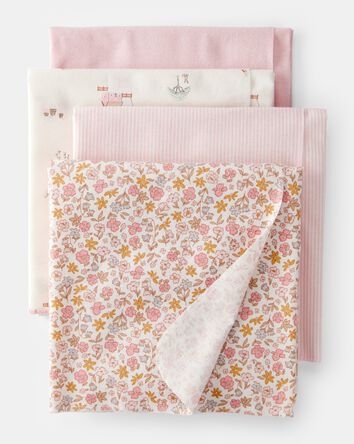 Baby 4-Pack Floral Receiving Blankets, 