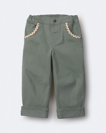 Toddler Girl Ric-Rack Cuffed Barrel Pant - Olive, 