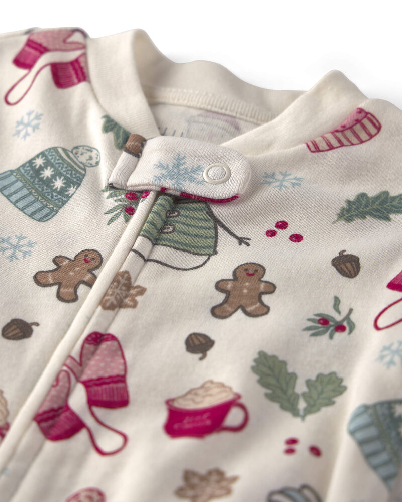 B&eacute;b&eacute; fille - Grenouill&egrave;re en coton biologique &agrave; motif D&eacute;cor hivernal, image 3 sur 4 diapositives