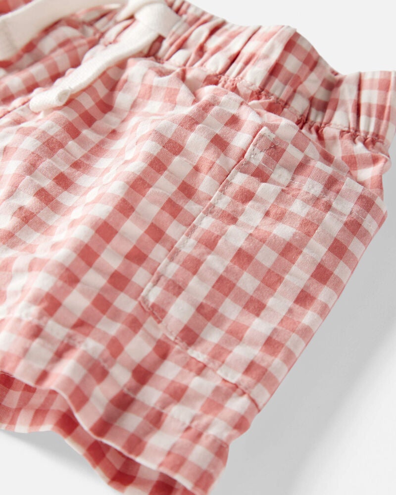 Toddler Gingham Shorts Made With Organic Cotton, image 5 of 6 slides