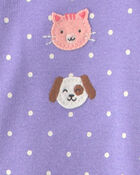 Toddler Girl 1-Piece Pets 100% Cotton Snug Fit Pyjama - Purple, image 3 of 4 slides