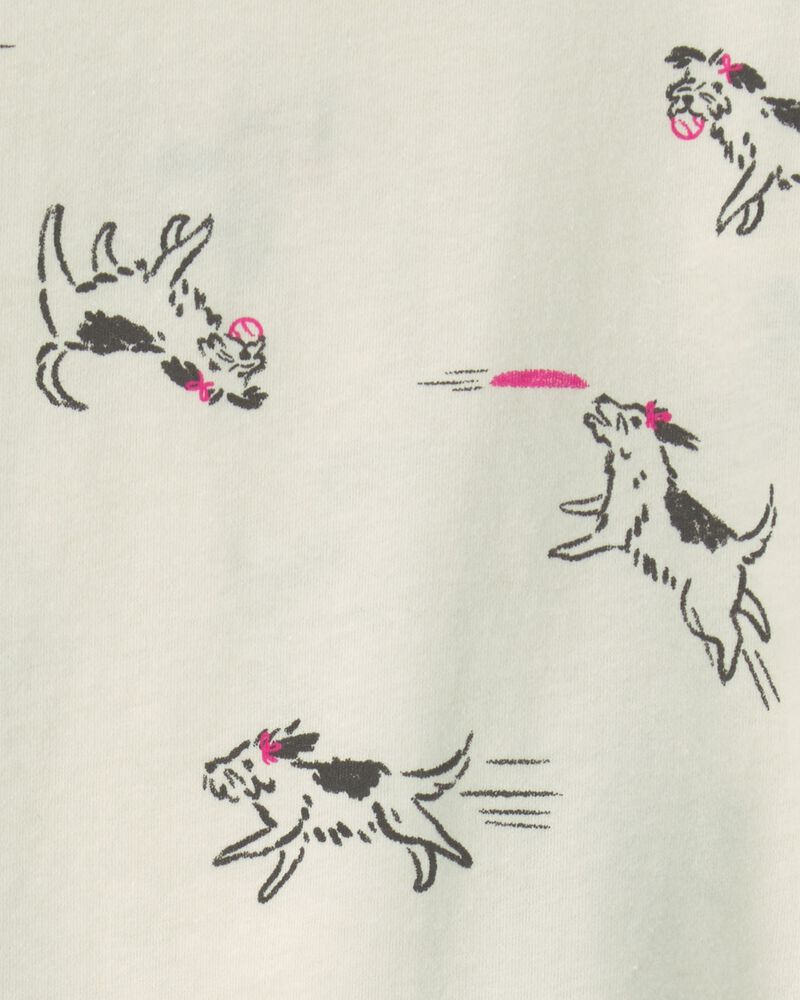 Toute-petite fille - Haut manches longues &agrave; motif chien - Cr&egrave;me, image 2 sur 2 diapositives