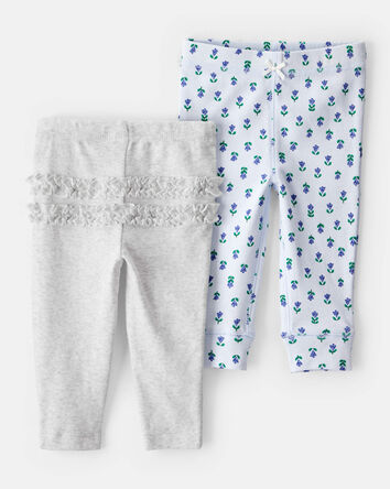 Bébé Emballage de 2 pantalons à enfiler à motifs de fleurs, 