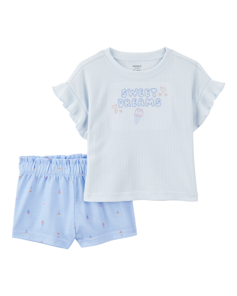 Toddler Girl Ice Cream Print Loose Fit 2-Piece Pyjamas - Blue, image 1 of 4 slides