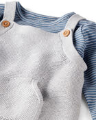 Baby Boy 2-Piece Organic Cotton Overall Set - Blue, image 3 of 7 slides