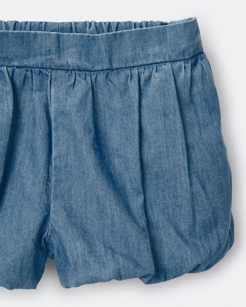 Toddler Girl Bubble Short in Chambray - Blue, image 7 of 7 slides