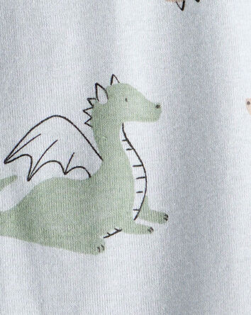Toddler Boy Dragon 100% Cotton Long-Sleeve 2-Way Zip 1-Piece Pyjamas - Blue, 