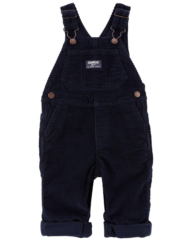 Navy Jersey Lined Corduroy Overalls