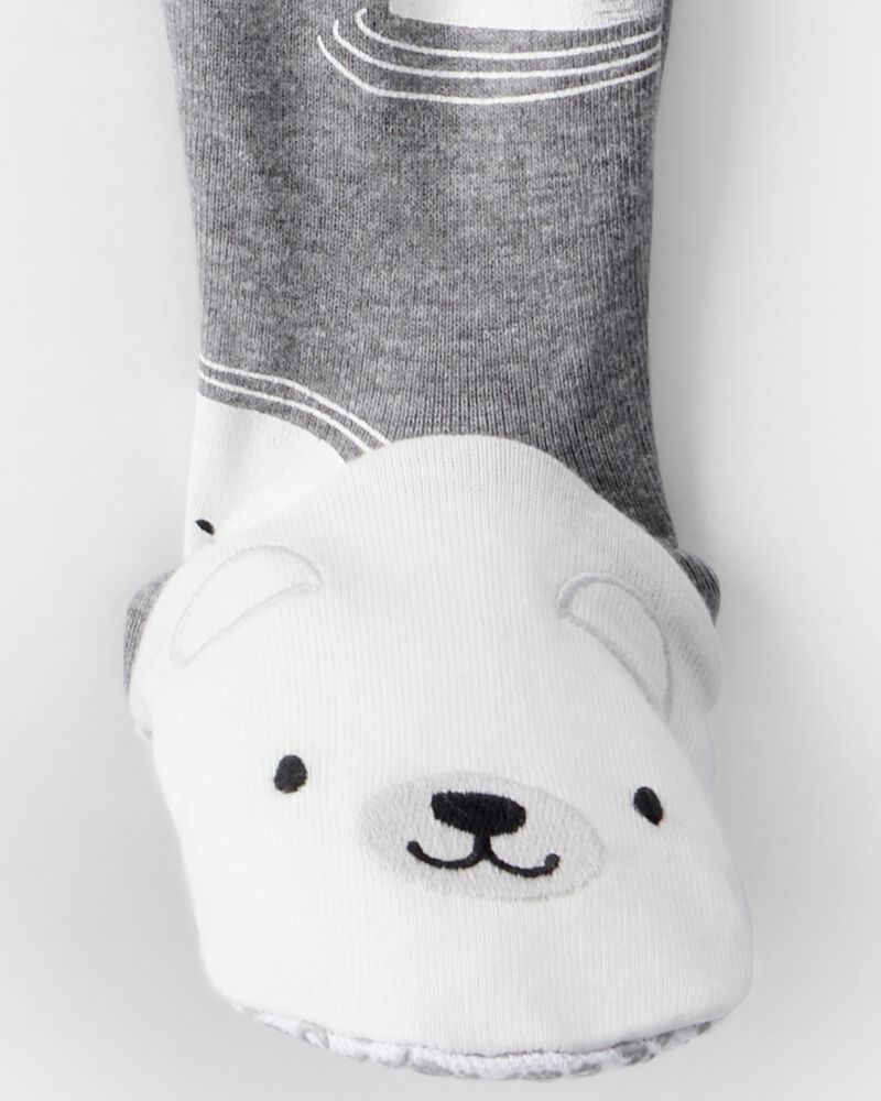 Tout-petit gar&ccedil;on - Pyjama en coton ajust&eacute; &agrave; une pi&egrave;ce pour b&eacute;b&eacute; ours polaire - Gris, image 3 sur 3 diapositives