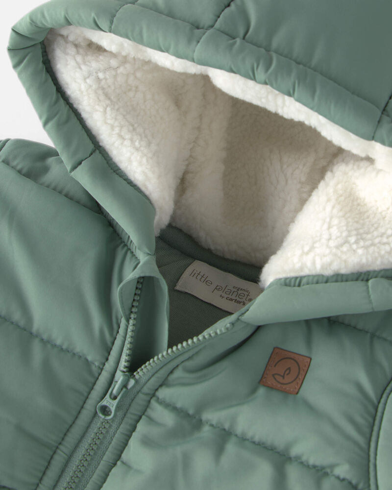 Baby Recycled Teddy Fleece Hooded Puffer Jacket, image 3 of 5 slides