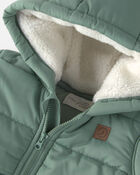 Baby Recycled Teddy Fleece Hooded Puffer Jacket, image 3 of 5 slides