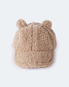 Toddler Bear Sherpa Baseball Hat - Tan, image 3 of 5 slides