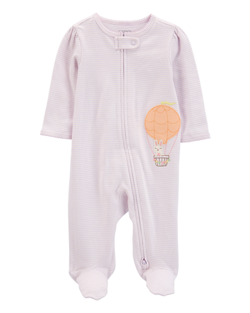 Baby Hot Air Balloon Bunny 2-Way Zip Cotton Sleeper, 