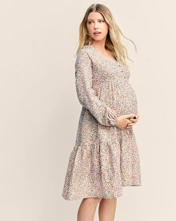 Adult Women's Maternity Button-Front Wildflower Dress, 