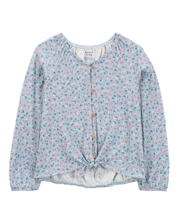 Kid 2-Piece Floral Gauze Top & Leggings Set, 