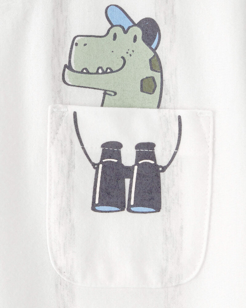 Tout-petit gar&ccedil;on - T-shirt &agrave; imprim&eacute; de dinosaures - Blanc, image 2 sur 2 diapositives