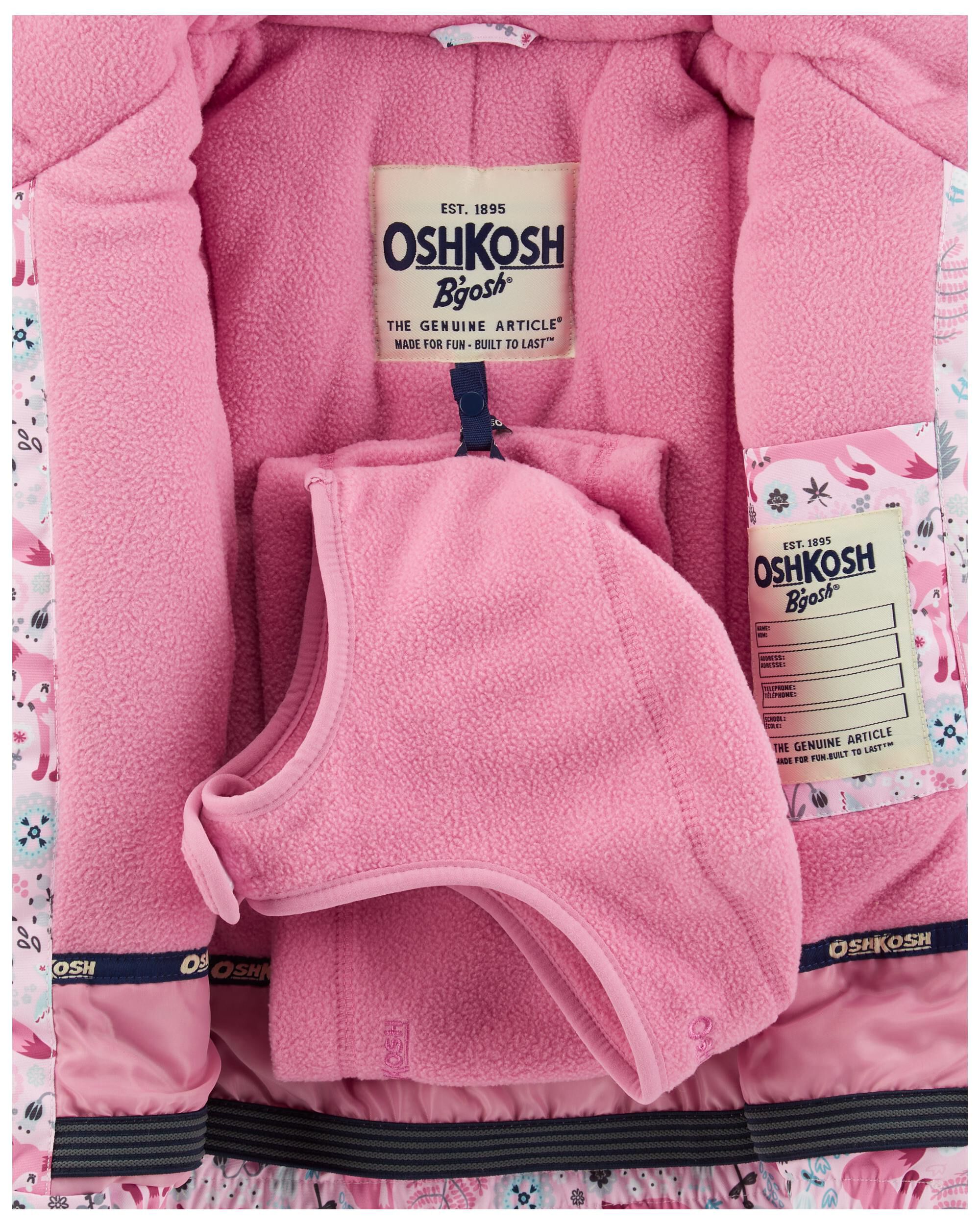 Pink Baby 2-Piece Snowsuit With Bonus Hat And Neck Warmer