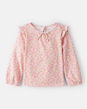 Tout-petit fille - Haut &agrave; manches longues &agrave; motif floral - Rose, 