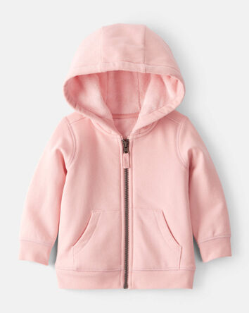 Baby Girl Long-Sleeve Hooded Zip-Up Jacket - Pink, 